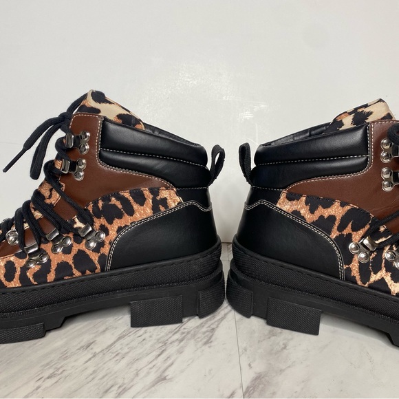 Ganni Leopard Lace Up Hiker Boot 39 - Picture 8 of 15